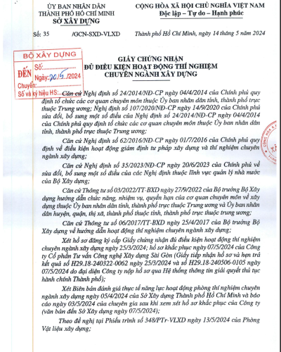 GIẤY CHỨNG NHẬN LAS-XD 58.010