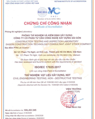 CHỨNG CHỈ CÔNG NHẬN ISO/IEC 17025:2017